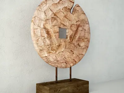 Cincel Chiseled Coin on Stand 3D model