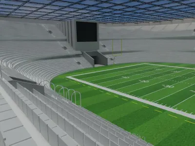 American Football Stadium - White Low-poly 3D model