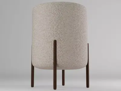 3D Puffer Pouf Chair Model Low-poly 3D model