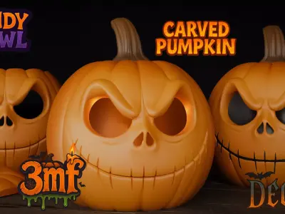 Jack Skellington Pumpkin Halloween Decor  Candy Bowl 3D print model