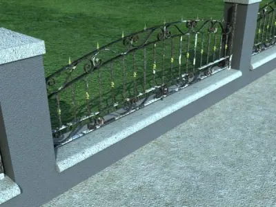 Wrought Iron Fence 03 High res 3D model