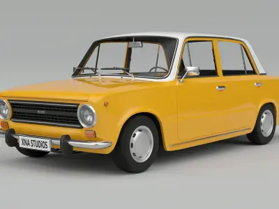 Fiat 124 1974 Low-poly 3D model
