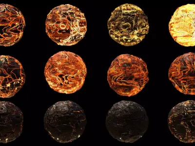 Mega Active Volcano-Lava Animated Material Bundle Low-poly 3D model