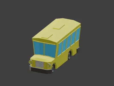 Low-Poly schoolbus school bus Low-poly 3D model