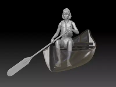 canoe girl 2 3D print model