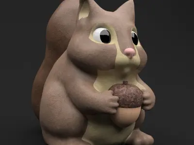 Toy Squirrel with Acorn 3D model