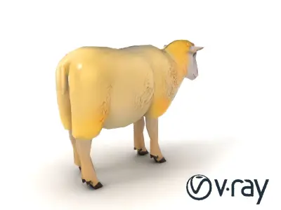 Fluffy White Sheep Grazing model pack Low-poly 3D model