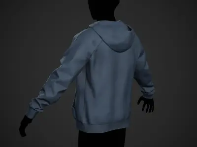 Blue Open Hoodie Style 1 Low-poly 3D model