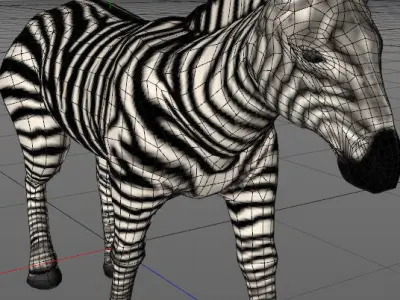 Zebra running Low-poly 3D model