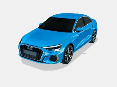 Audi A3 sedan S Line 2021 Low-poly 3D model