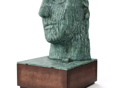 Face sculpture bronze outdoor Low-poly 3D model