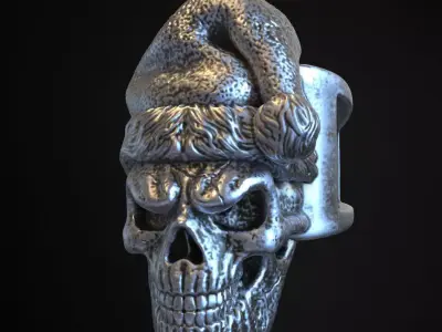 skull ring jewelry santa claus  vol2  3D print model
