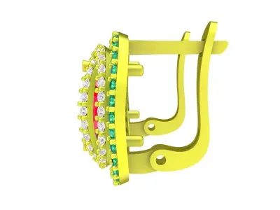 Luxury Oval Multi Halo Pave Earrings 3D Model for Fine Jewe 5896 3D print model