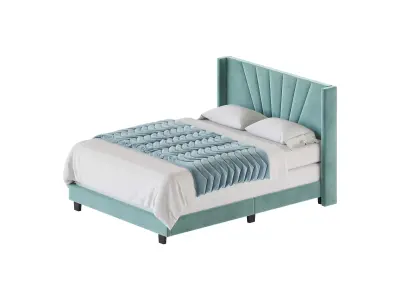 Boyd Sleep Valencia Velvet Upholstered Platform Bed 3D model