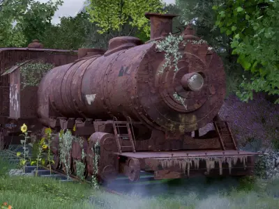 Old Train Engine 3D model