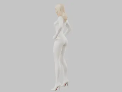 Blonde Gwen Stacy in White Latex Suit Low-poly 3D model