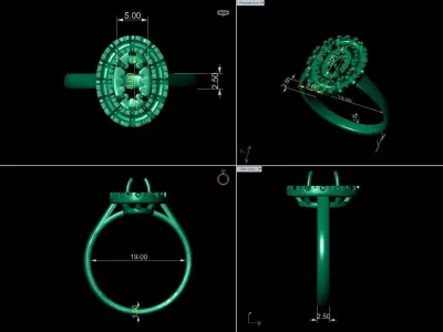 Ring with Opal 3D print model 3D print model