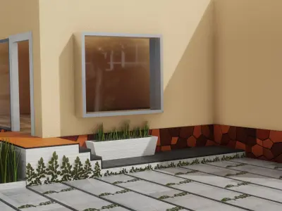 House with patio and steps Low-poly 3D model