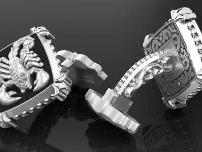 Zodiac signs Cufflinks Scorpion 3D print model