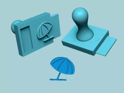 Stamp 37 - Parasol - Fondant Decoration Maker Toy 3D print model