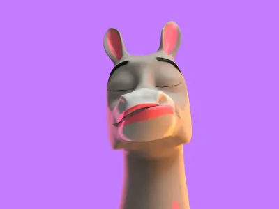 Stylized Female Donkey Rigged Low-poly 3D model