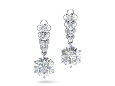 Elegant Gems and Diamond Earrings 3D Jewelry CAD  3D print model