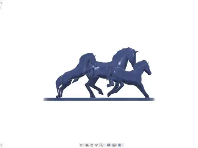 Three Horses Desk Sculpture 3D print model