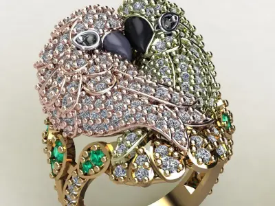 parrot couple Ring 3D print model