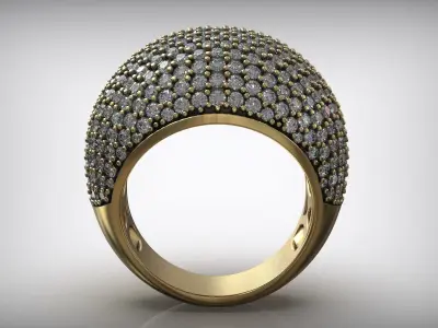 Wide Cocktail Pave Diamond Right Hand Ring 3D print model