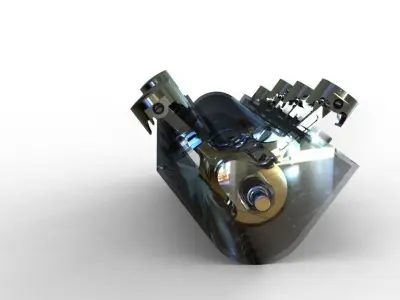 8 Cylinder Crank Shaft  Assembly V2 3D model