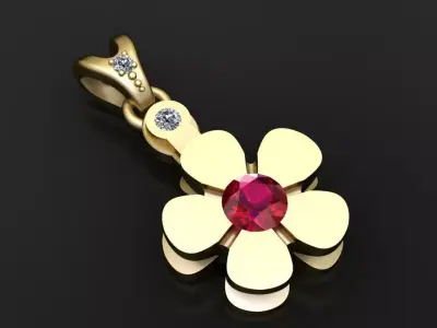 Floral Ruby Pendant 3D print model