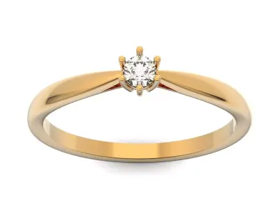 Diamond Engagement Solitaire Ring in 6 Prong  1265 3D print model