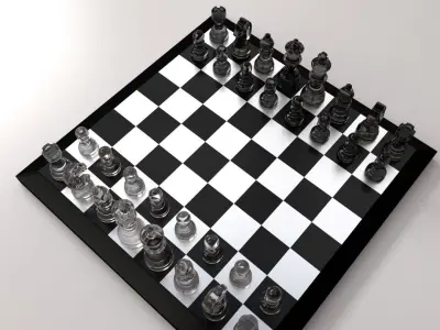 Chessboard chess board with pieces 3D model