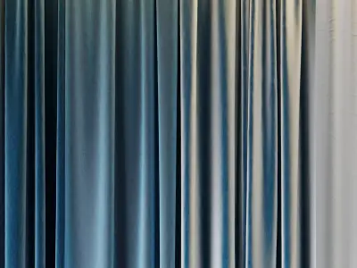 Set of soft bule silk curtains with wrinkles - collections 41 Low-poly 3D model