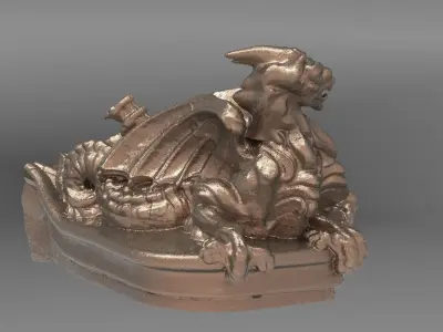 Dragon statue Fantasy 3D model 2 3D model
