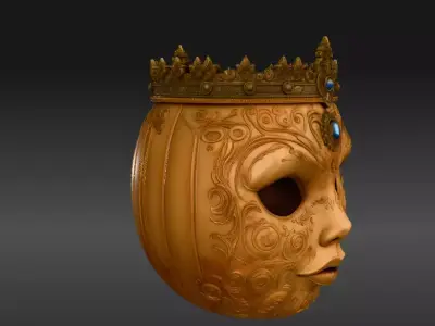 Royal Pumpkin 3D Model Luxury Halloween Face Jack-O-Lantern 3D print model