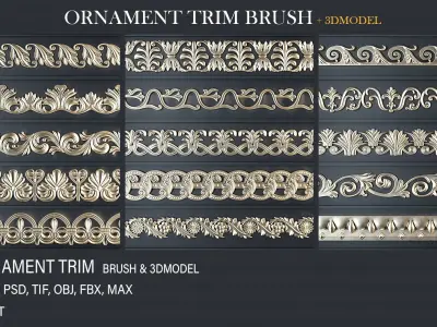 Trim Ornament Brush-vol01 Low-poly 3D model