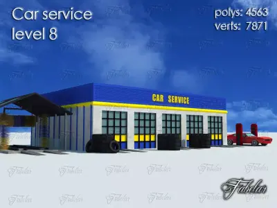 Car service level Low-poly 3D model