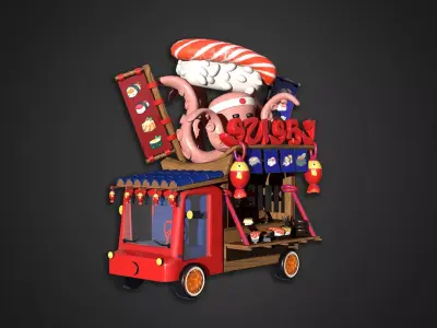 Asset - Cartoons - Food Sushi Car 3D model