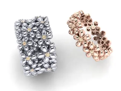 Flowers Rings  3D print model