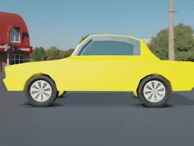 A Yellow Low Poly Car Model 3D model