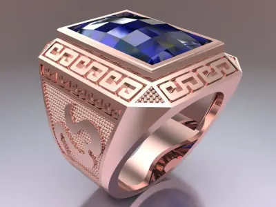 Rectangular Stone Rings - Mens Rings - N5438 3D print model