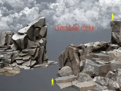 cliff rocks Low-poly 3D model