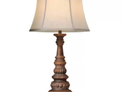 Nightstand Table lamp Aged classic style rustic wooden base 3D model