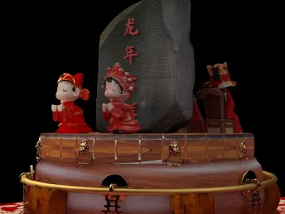 Chinese  wedding doll  figures  3D model