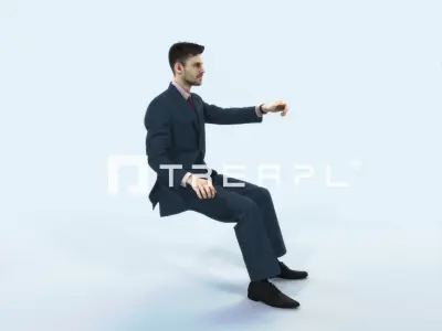 Posture 20J Driver Driving Sitting Elegant Man Low-poly 3D model