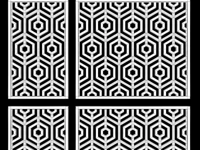 Wood Arabic Islamic pattern decorative grill screen 3D model 5