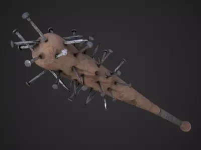 Nailed Baseball Bat Low-poly 3D model