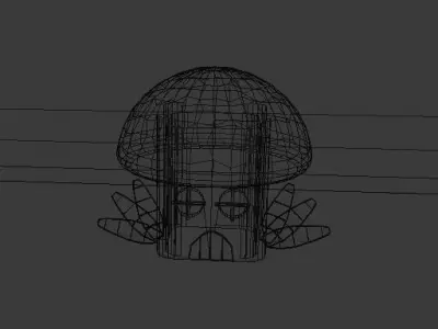 Designing a Smurfs house in a world Low-poly 3D model