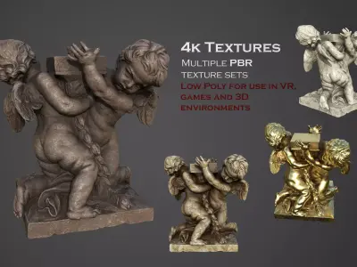 Putti Carrying a Lantern Low-poly 3D model